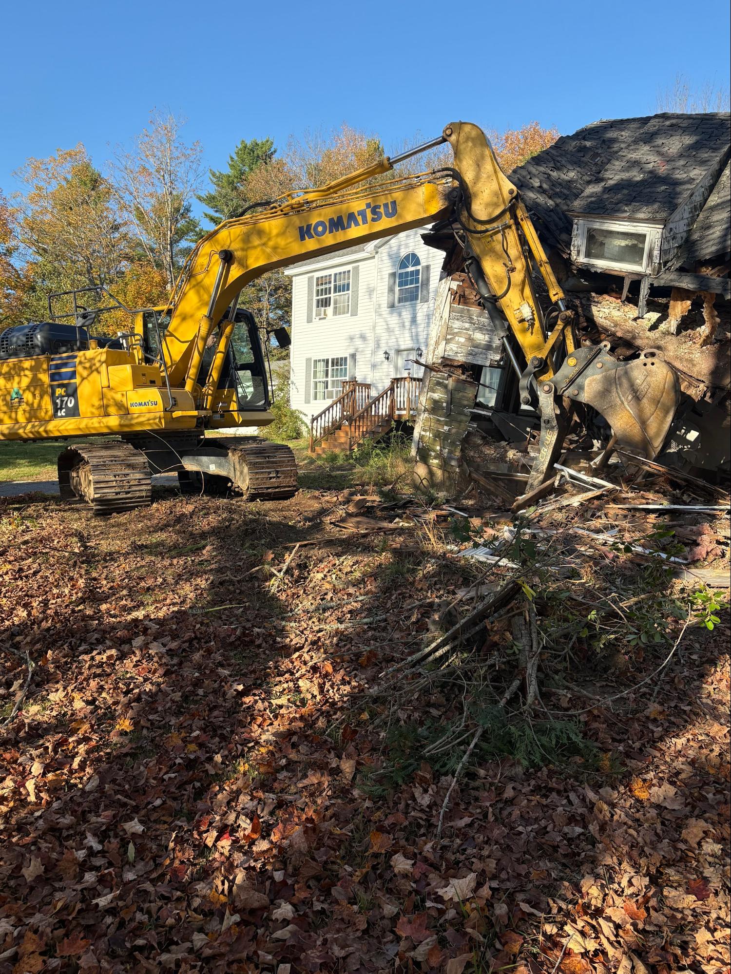 Komatsu excavator on demolition site